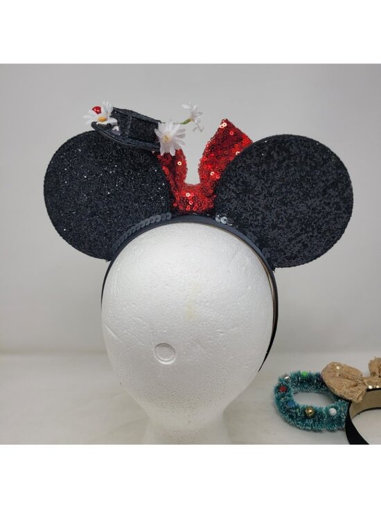 Lot of 3 Disney Mickey Minnie Ears Headbands Christmas Light Up Floral Holiday main image 7